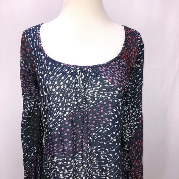 Anthropologie Leifsdottir Tie Back Tunic Blouse Light Long Sleeve Print Top - Picture 6 of 13